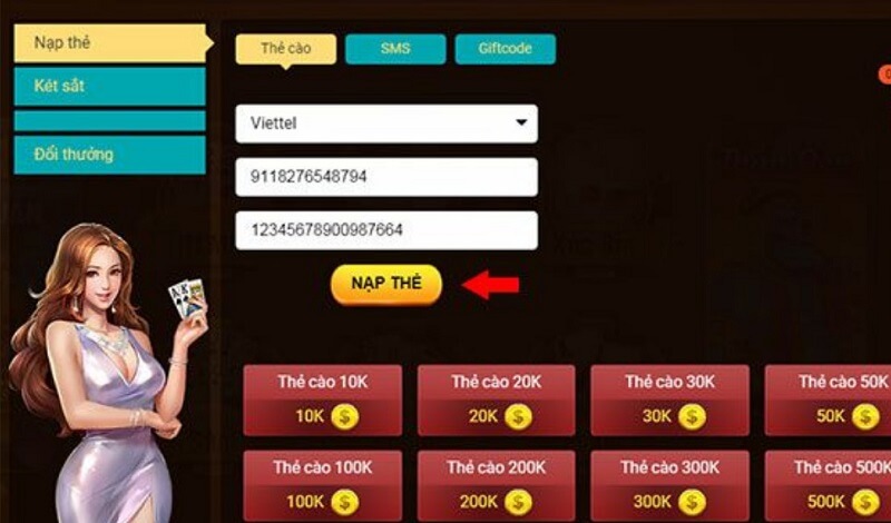 nạp tiền SMS khi chơi Nổ hũ
