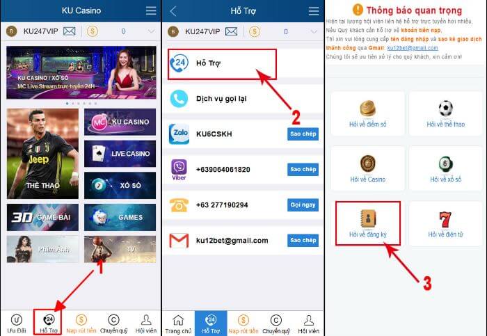 mở khóa nạp tiền KU casino