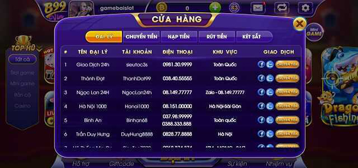 Hệ thống nạp và rút, giao dịch đổi thưởng