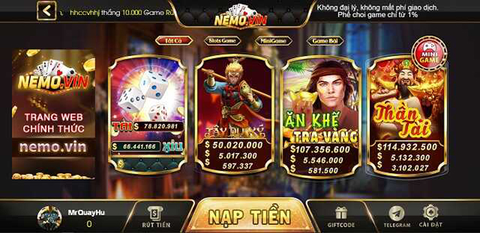 Đánh giá các tính năng của cổng game Nemo Vin