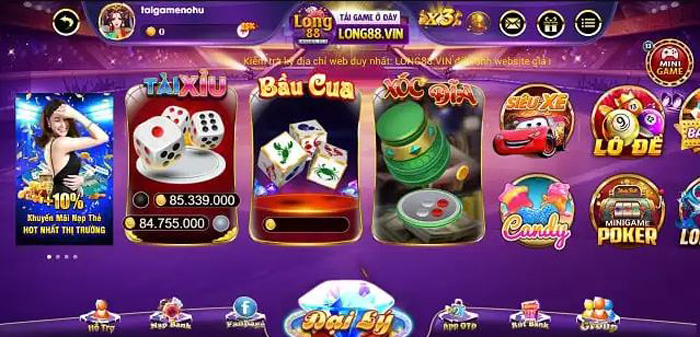 Kho game nổi bật có tại nhà cái Long88 