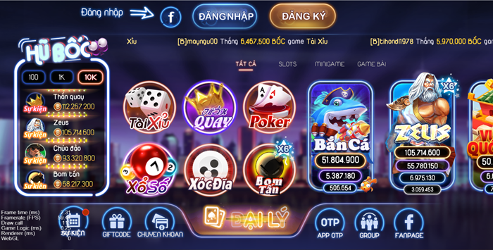 Kho game đa dạng tại Bốc Club