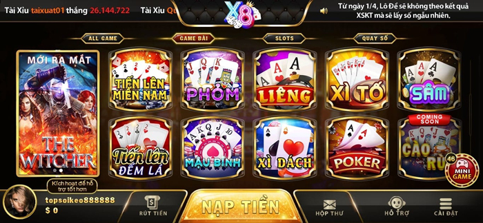 Những sản phẩm cá cược trên cổng game X8vn